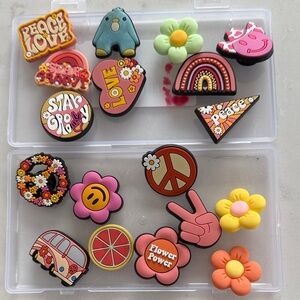 Colorful Kids Croc Jibbet Set Peace and Love Theme